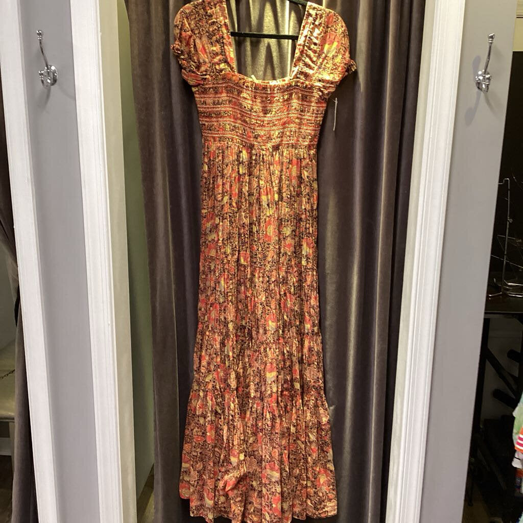 Free People Maxi Floral Boat Neck DRESSES S