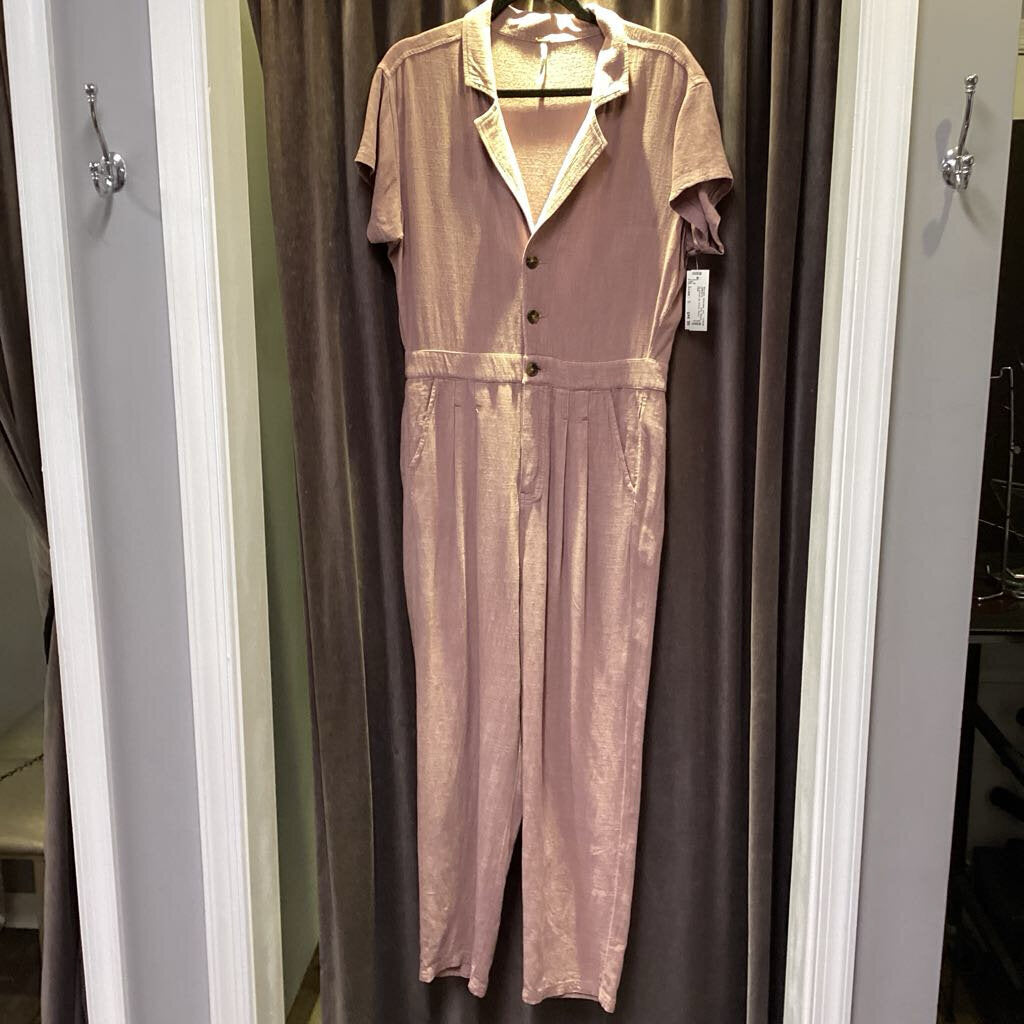 Free People SS Button Up Collar JUMPSUITS S