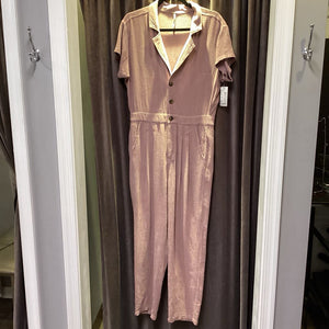 Free People SS Button Up Collar JUMPSUITS S