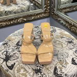 Load image into Gallery viewer, Jeffrey Campbell Patent Strappy Block Heels SHOES 8.5
