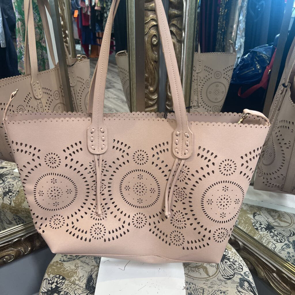 Treasure & Bond Perforated Cut Out Tote HANDBAGS XL