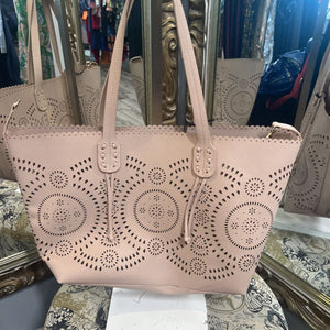 Treasure & Bond Perforated Cut Out Tote HANDBAGS XL