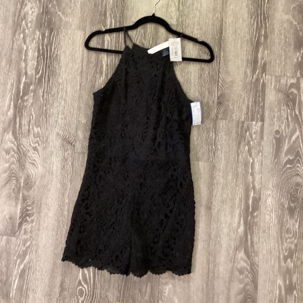 Aqua Lace Overlay Spaghetti Strap Shorts ROMPERS M