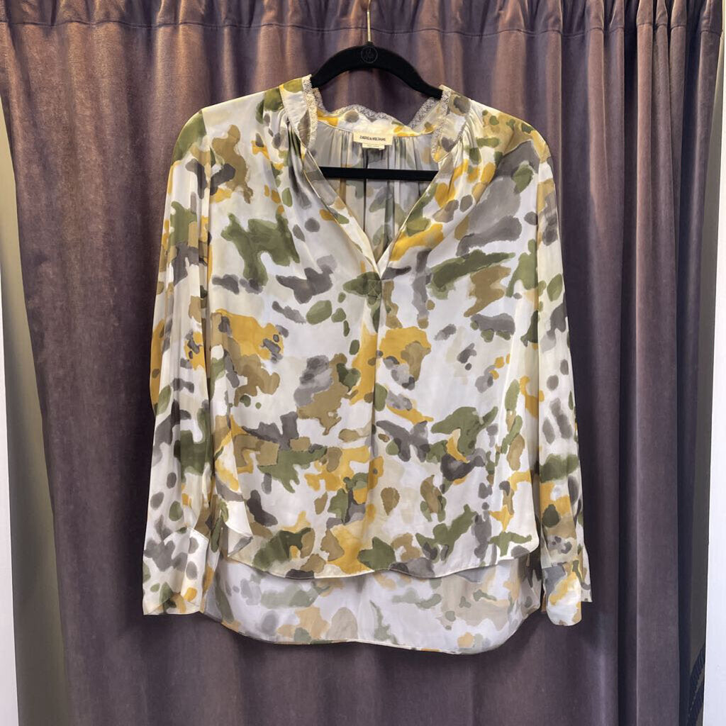 Zadig & Voltaire Watercolor Prnt LS TOPS XS