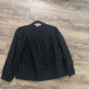 J Crew Eyelet High Neck Cut Out LS TOPS S