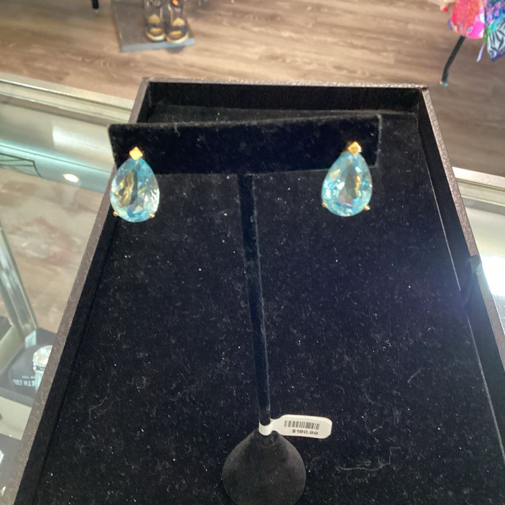 14Kt / Blue Topaz Tear Drops EARRINGS Earrings
