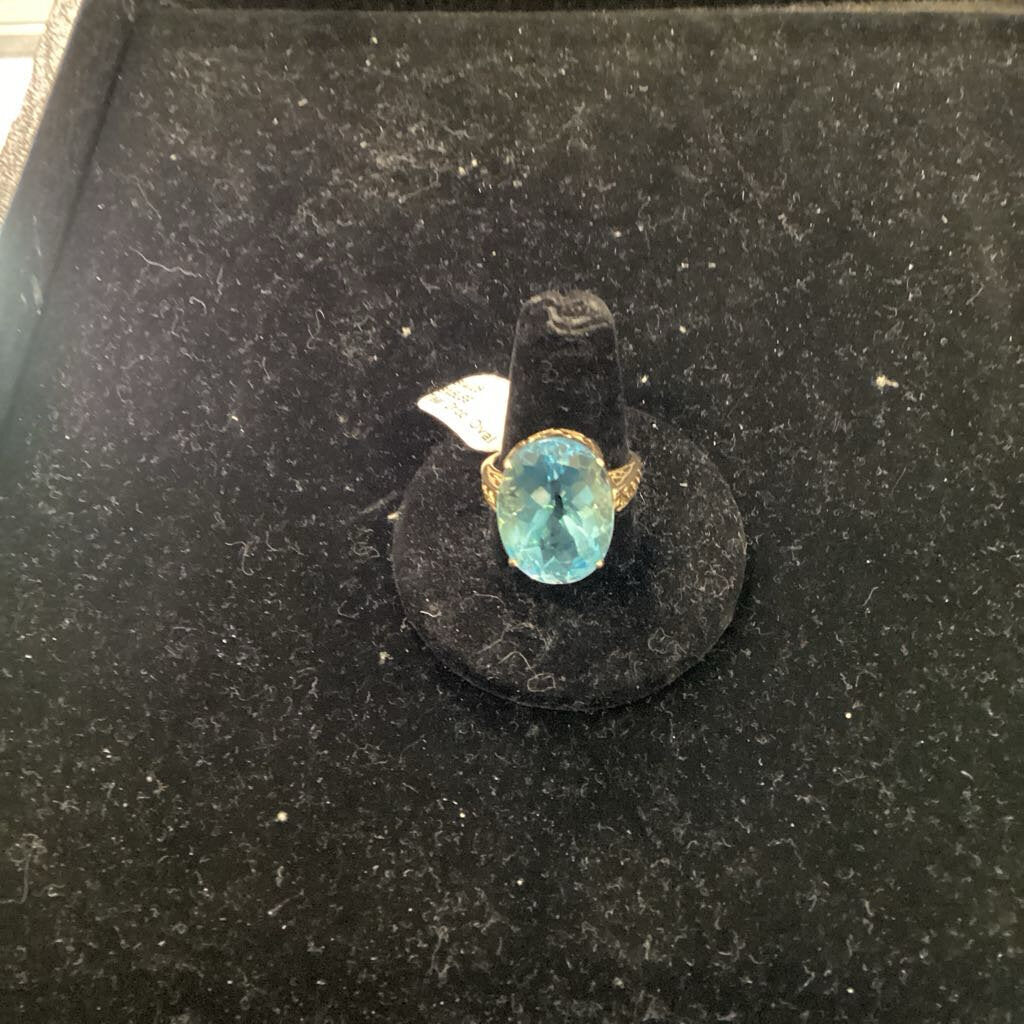 14Kt / Blue Topaz Tear Drop Oval RINGS Ring