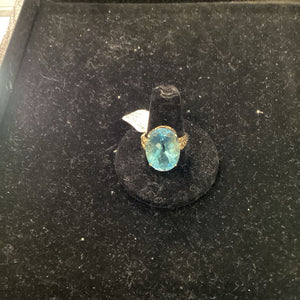 14Kt / Blue Topaz Tear Drop Oval RINGS Ring