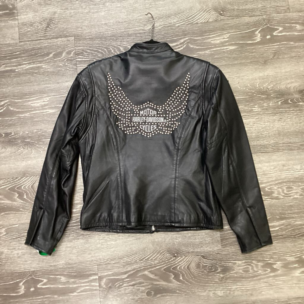 Harley Davidson Studded Sleeve Zip Up JACKETS S