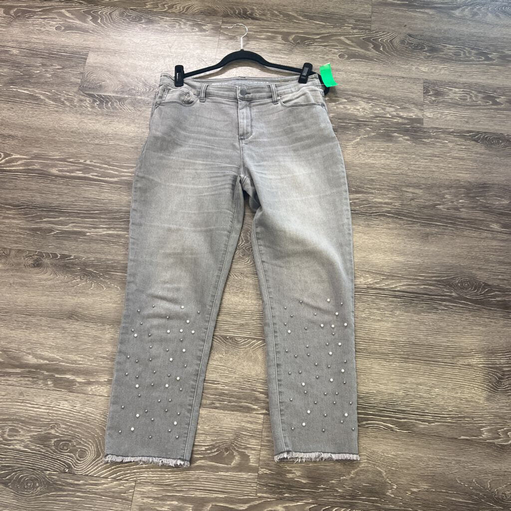 Chicos Pearl Embellished Bottom Denim JEANS 1.5