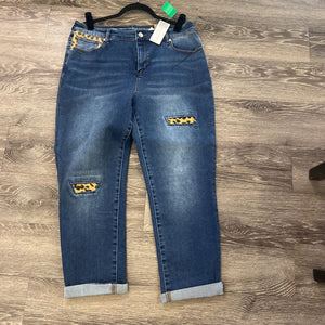 Chicos NWT Cheetah Print Detail Denim JEANS 1.5