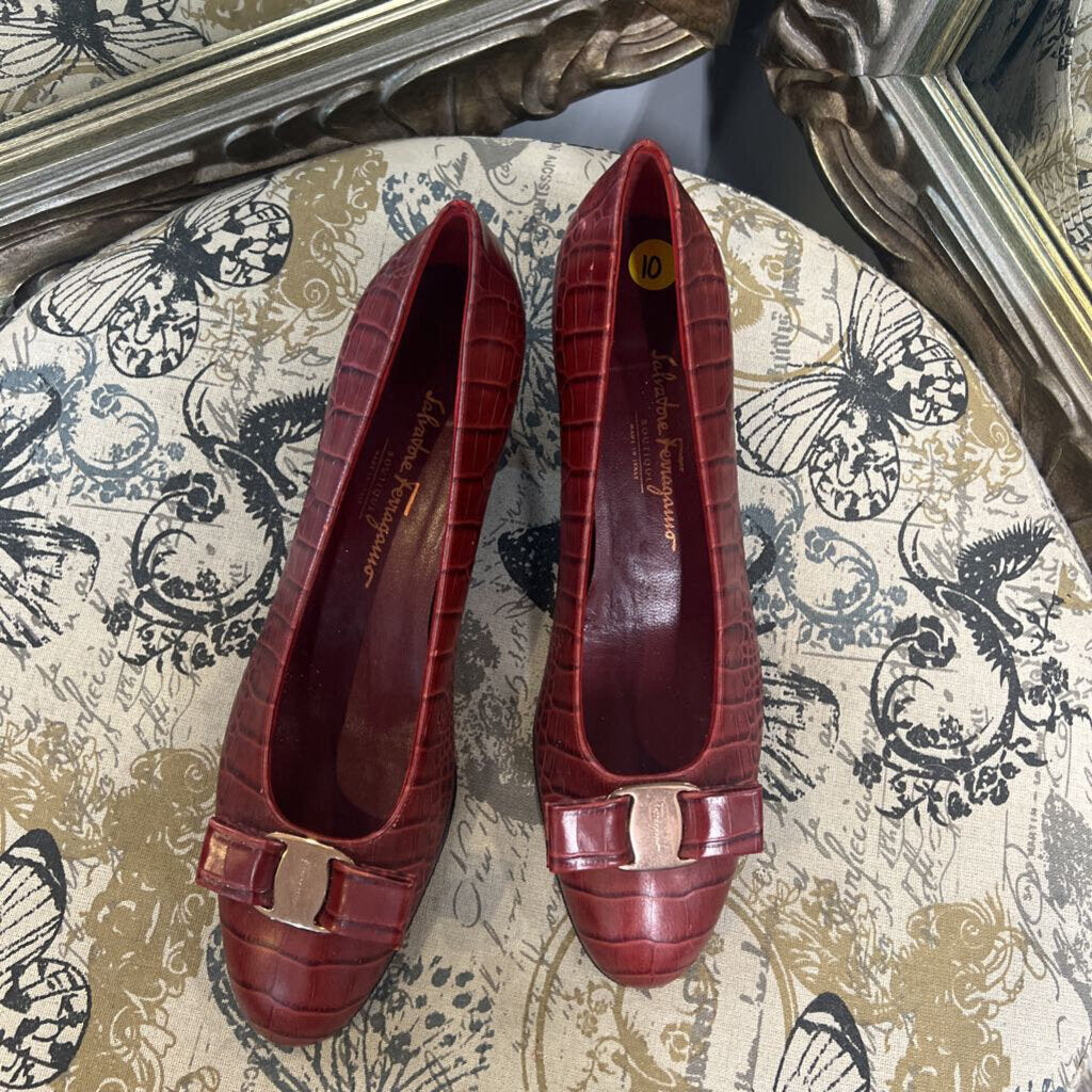 Ferragamo Leather Mini Heel Flats SHOES 10