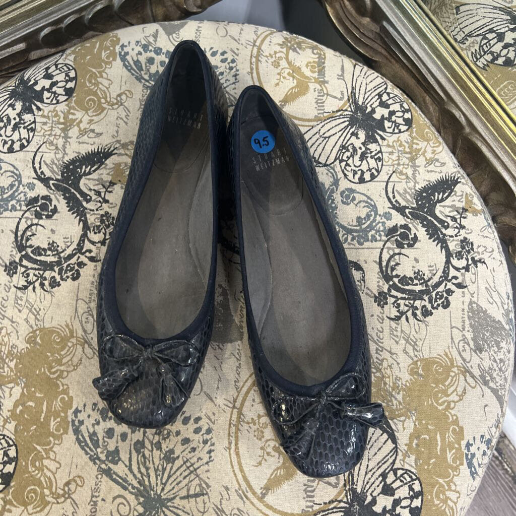 Stuart Weitzman Bow Front Leather Flats SHOES 9.5