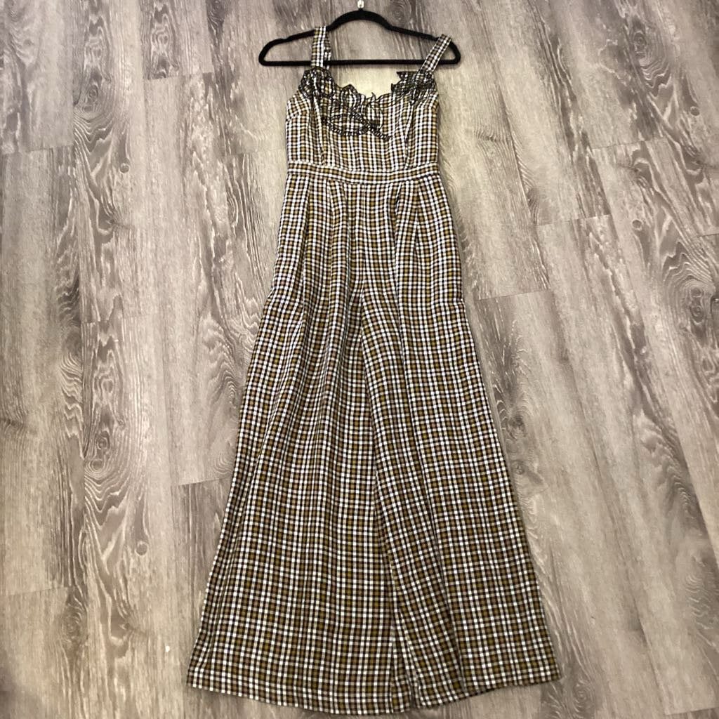 Anthropologie Plaid Pants Spaghetti Strap JUMPSUITS 4