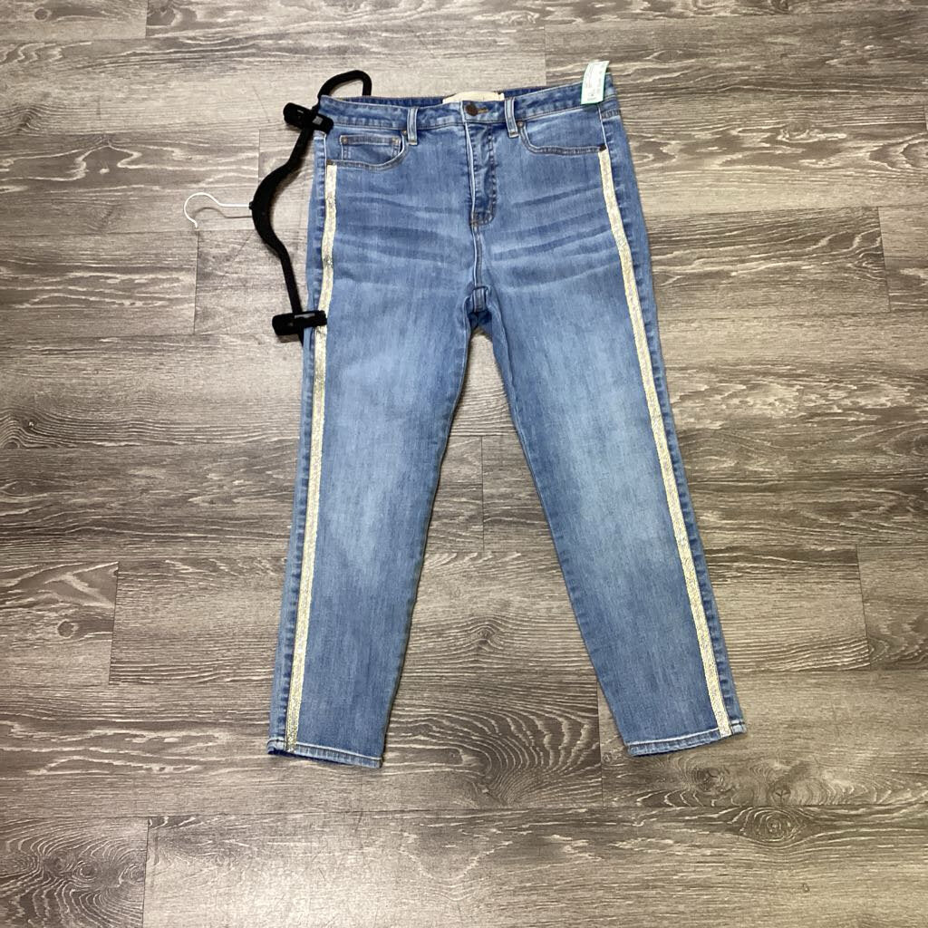 Soft Surroundings Metallic Strip Denim JEANS 10