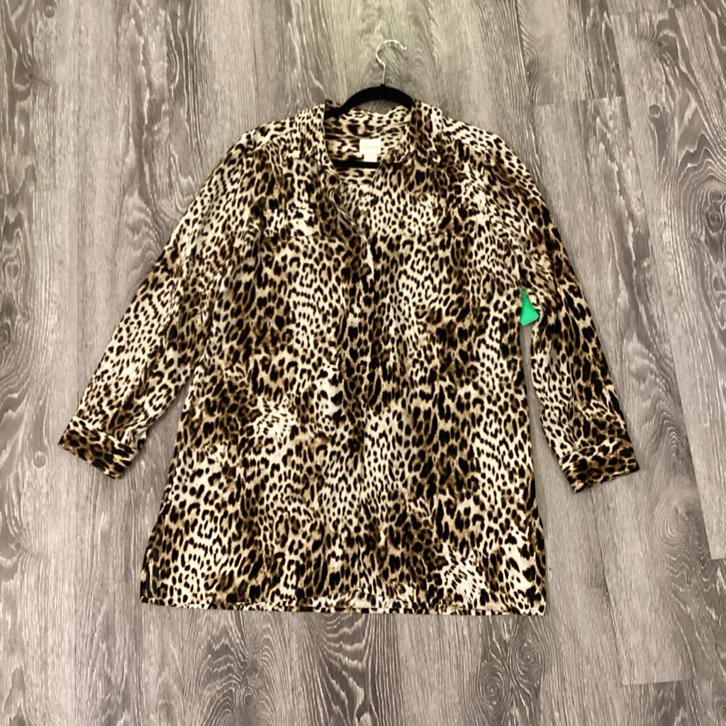 Chicos Cheetah Print LS TOPS 1