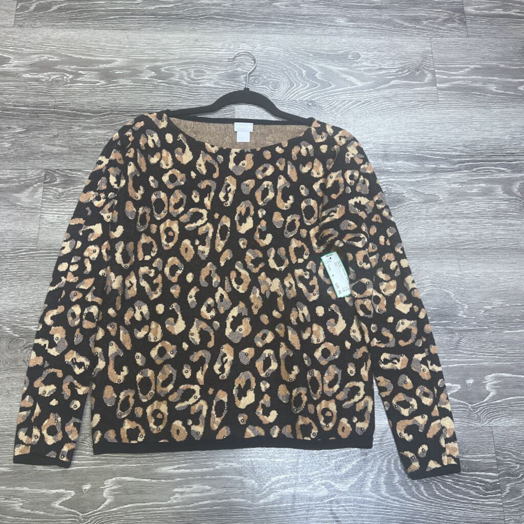Chicos Cheetah Print w Bead Detail SWEATERS 0