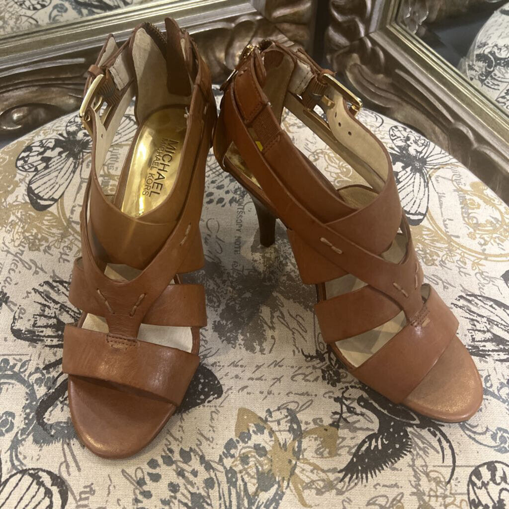 Michael Kors Leather Thick Strappy Heels SHOES 6