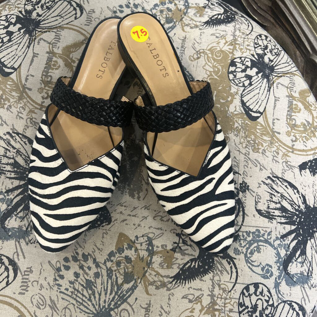 Talbots Zebra Print Slides SHOES 7.5