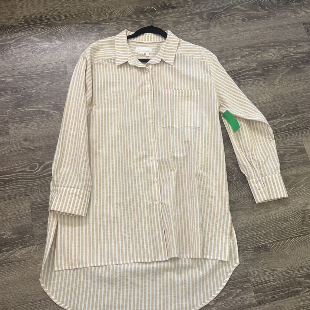 Anthropologie Striped LS Button Up TOPS M