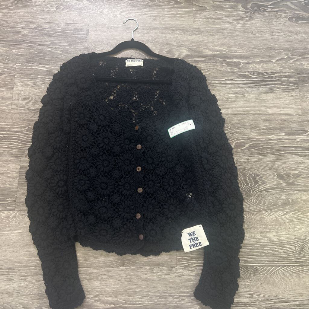Free People Crochet Floral Cardigan SWEATERS S
