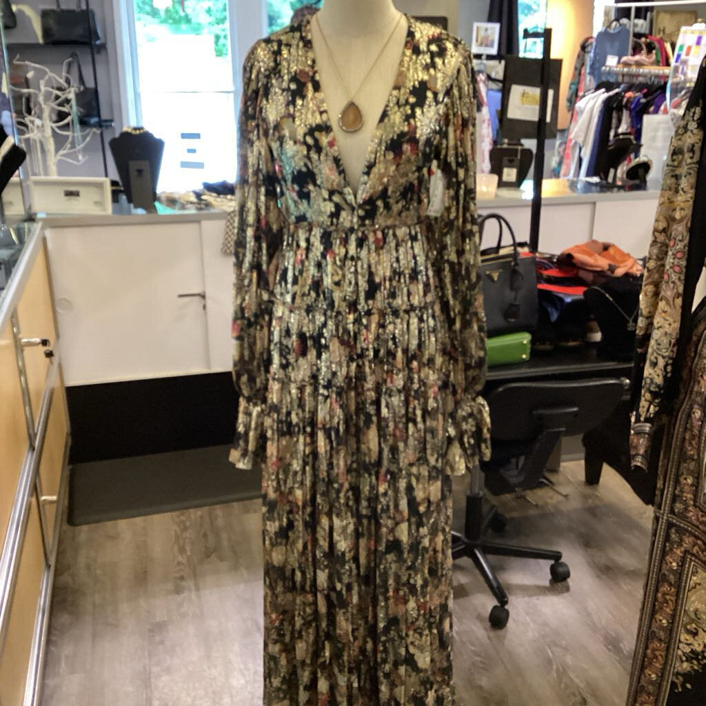 Rococo Sand Floral Metallic Maxi DRESSES XS