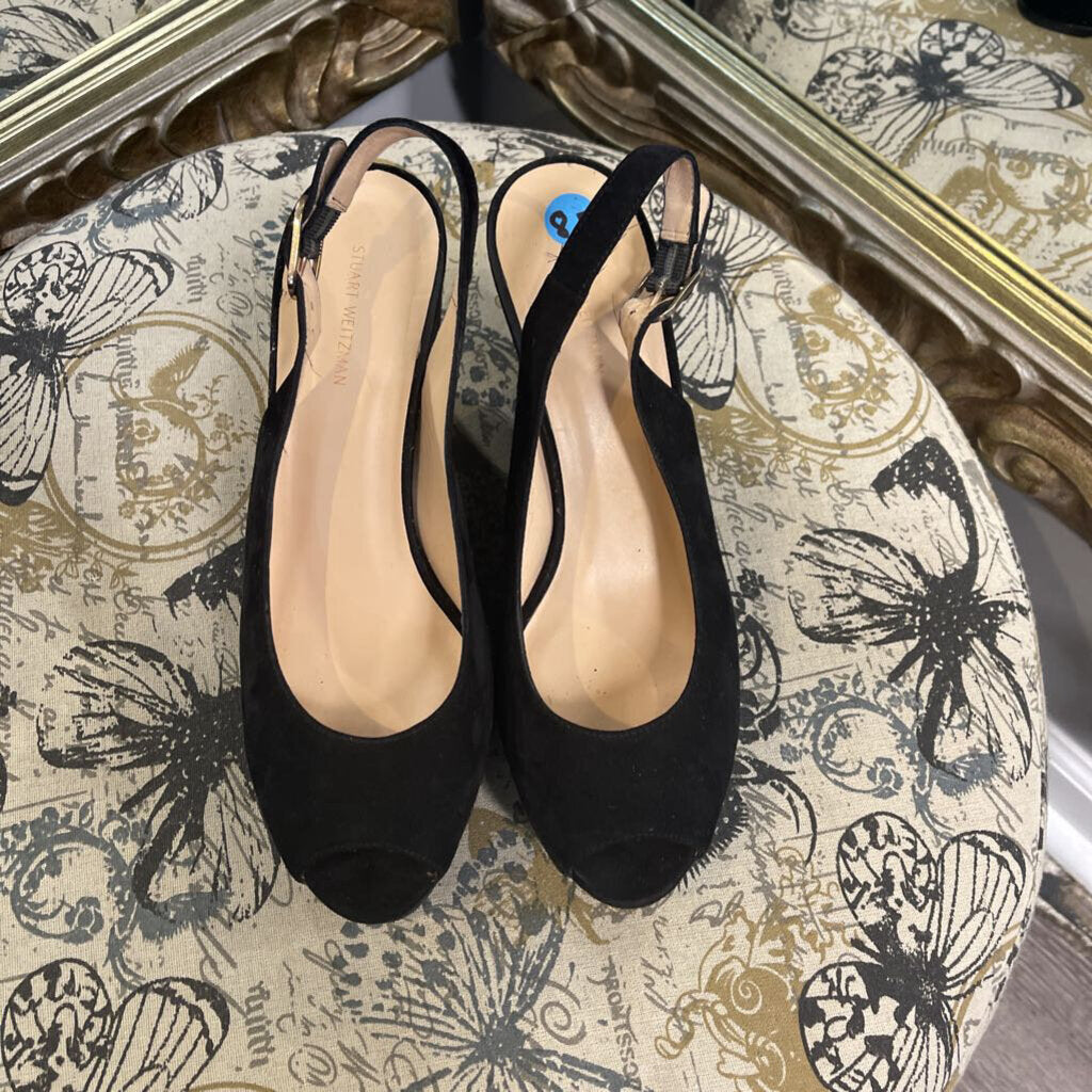 Stuart Weitzman Suede Open Toe Wedges SHOES 8.5