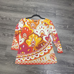 J McLaughlin Mod Print 3/4 sleeve TOPS M