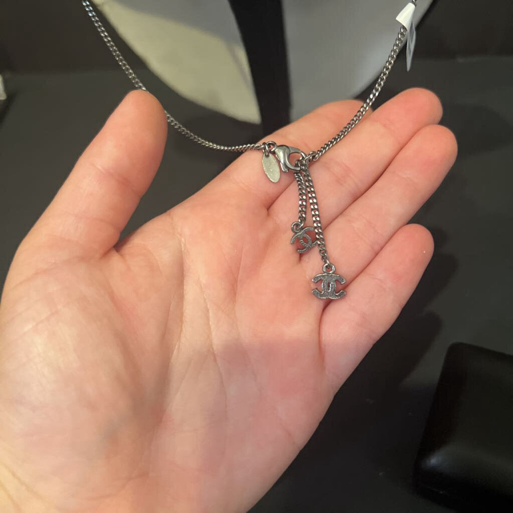 Chanel Chanel Logo Crystal NECKLACES