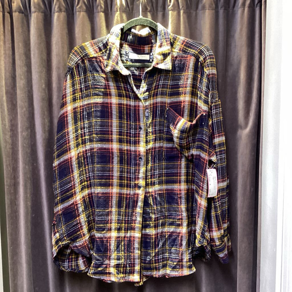We the Free Plaid Oversized TOPS M