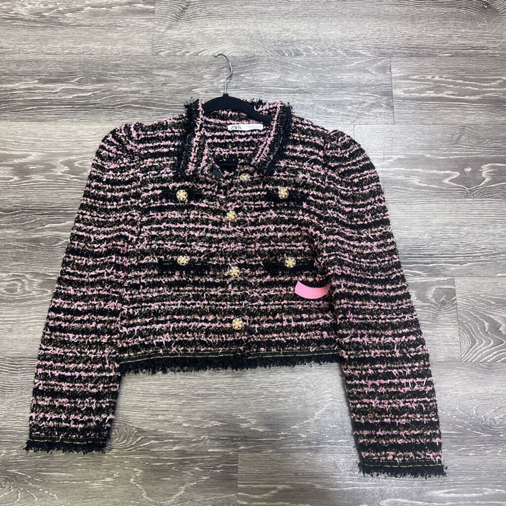Zara Tweed Pearl Buttons JACKETS L