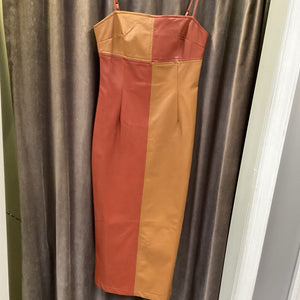 Crescent Leather Patchwork Midi DRESSES XS