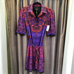 Laundry Paisley Collar SS Tie Waist DRESSES XS