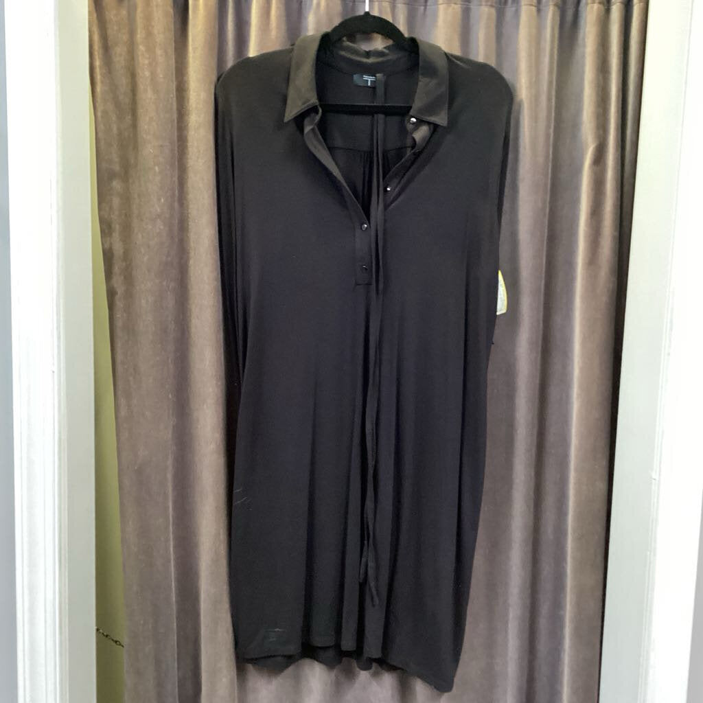 T by Tahari LS Button Front Shirt Dress DRESSES S/M