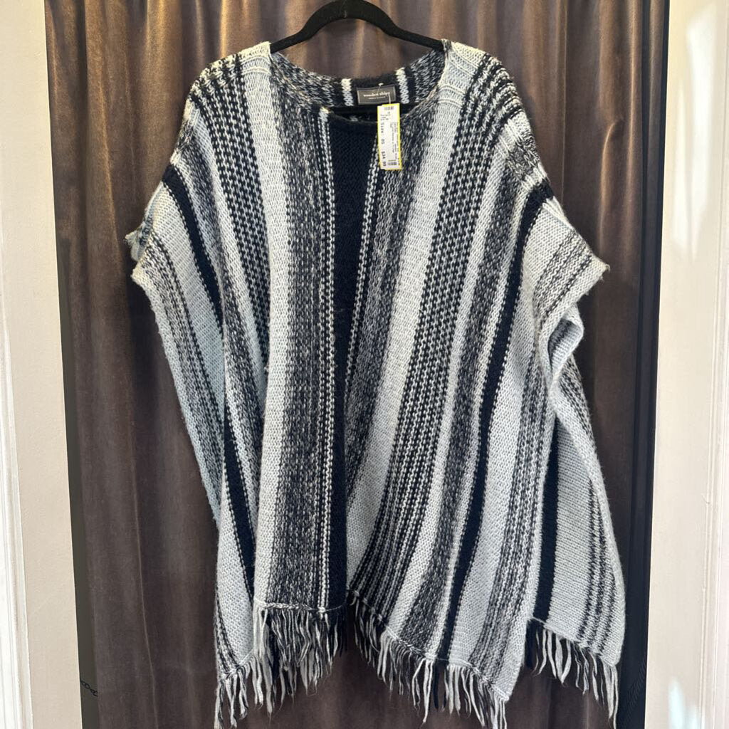 Wooden Ships Striped Poncho w Fringe Bottom SWEATERS OS