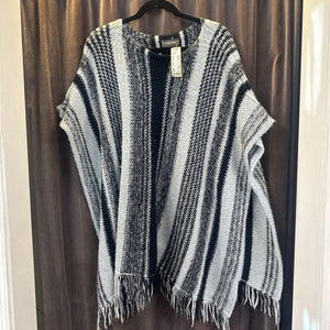 Wooden Ships Striped Poncho w Fringe Bottom SWEATERS OS