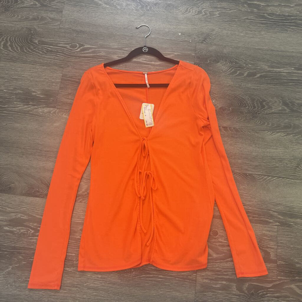 Free People NWT Tie Front LS TOPS M