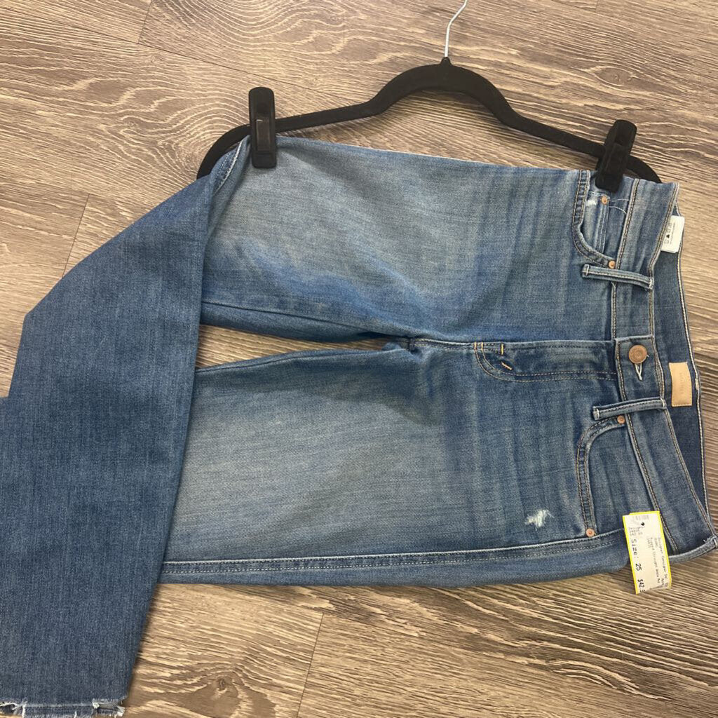 Mother Ripped Straight Ankle JEANS 25