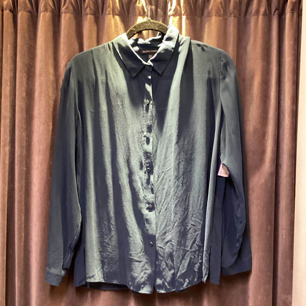 Eileen Fisher LS Button Up w Collar TOPS M