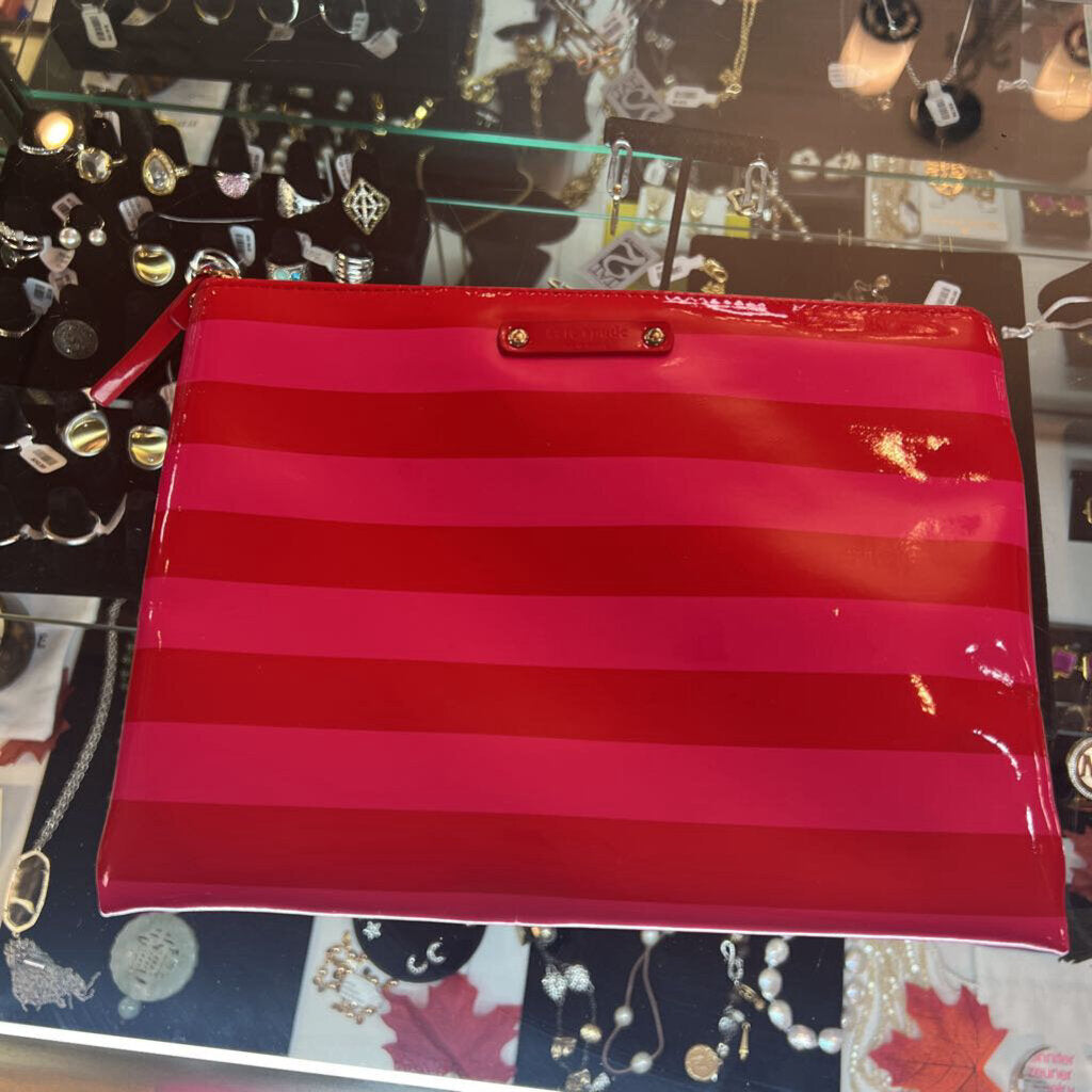 Kate Spade Neon Striped Clutch Patent ACCESSORIES S