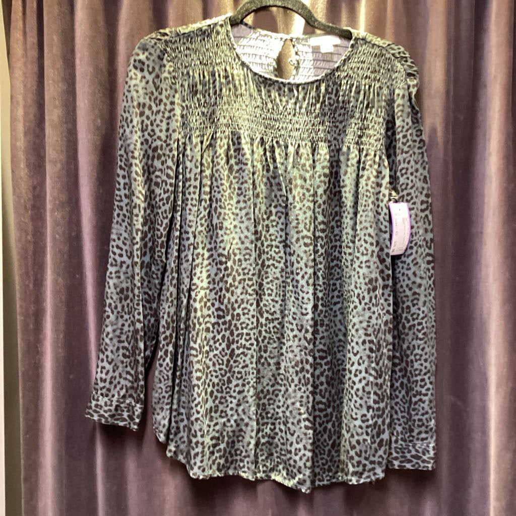 J Jill Cheetah Print LS TOPS XS