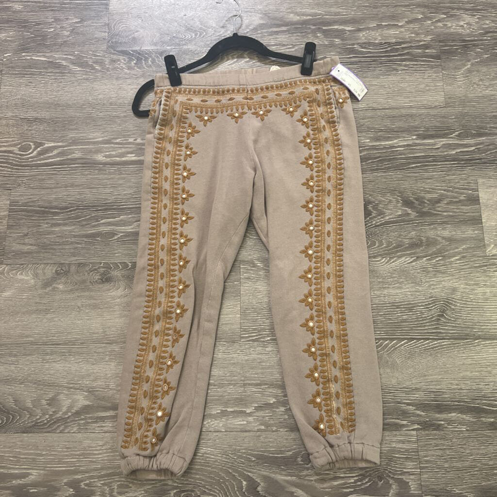 Free People Embroidered Panel Detail Knit PANTS XS