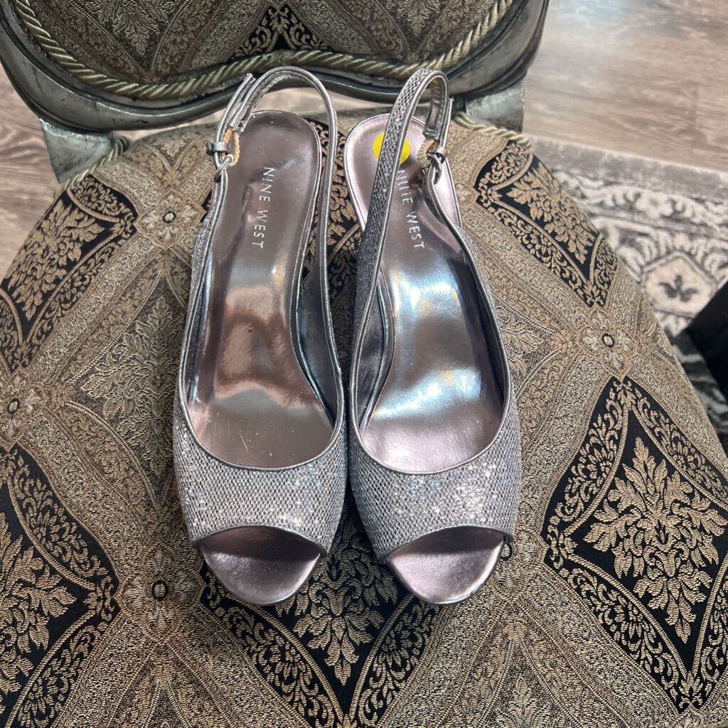 Nine West Sparkle Peep Toe Heels SHOES 8