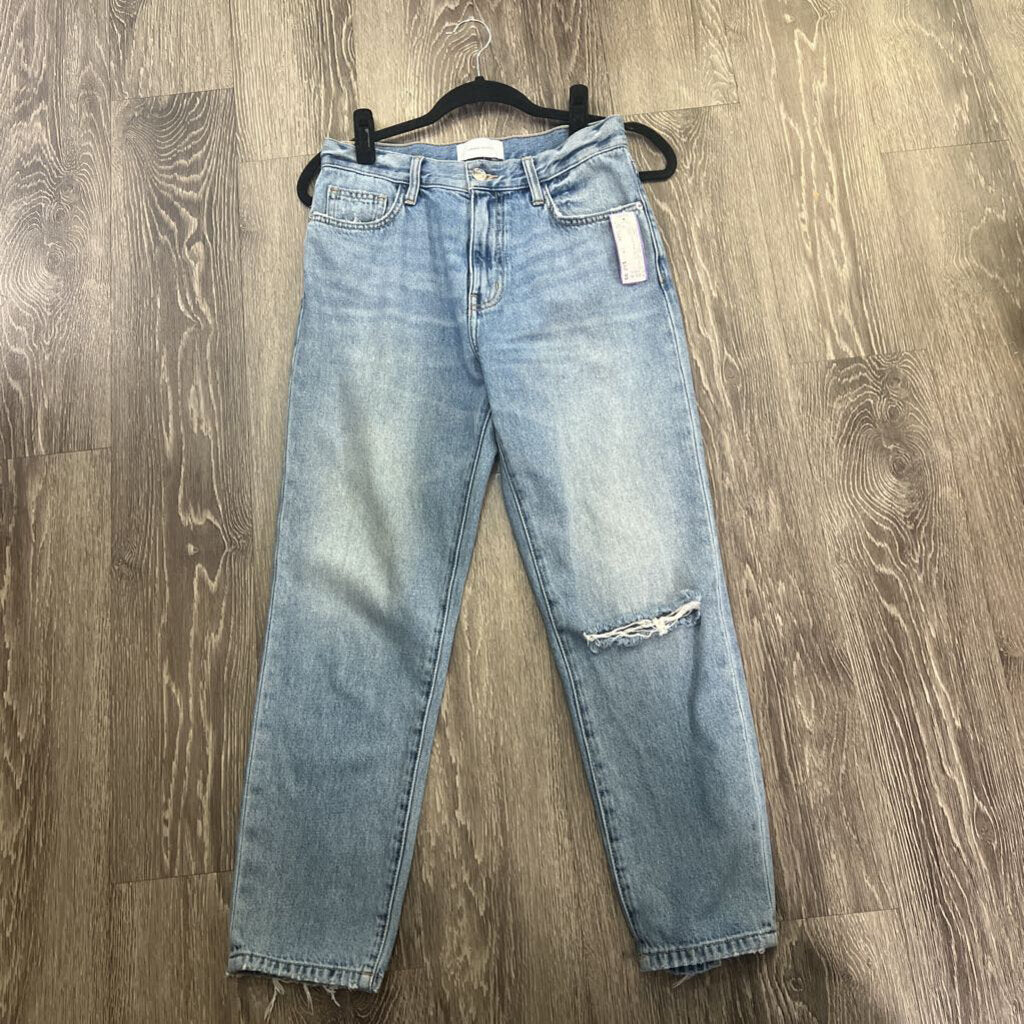 Current Elliott Distressed High Waist Straight JEANS 27
