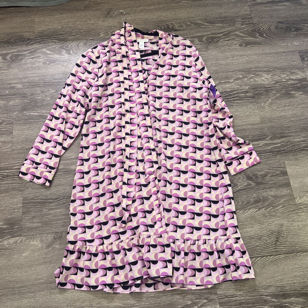 London Times Patterned Ruffle Bottom LS DRESSES 12