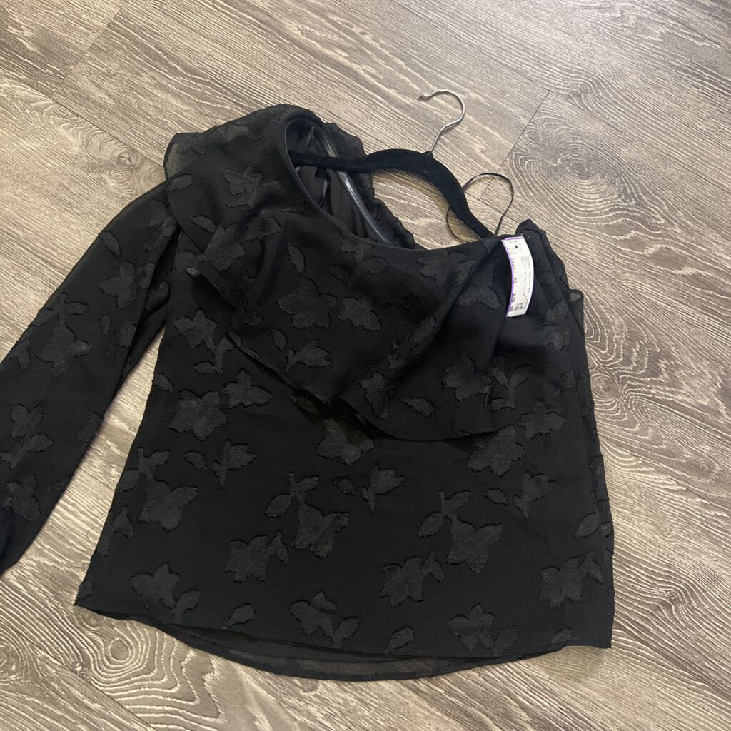 CeCe One Shoulder Overlay Top TOPS XS