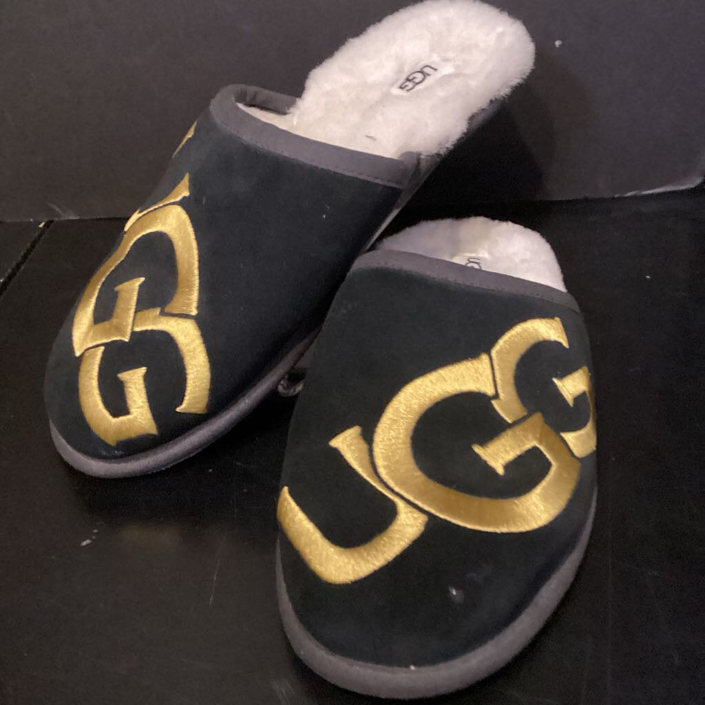 Ugg Logo Slides w Fur SHOES 11