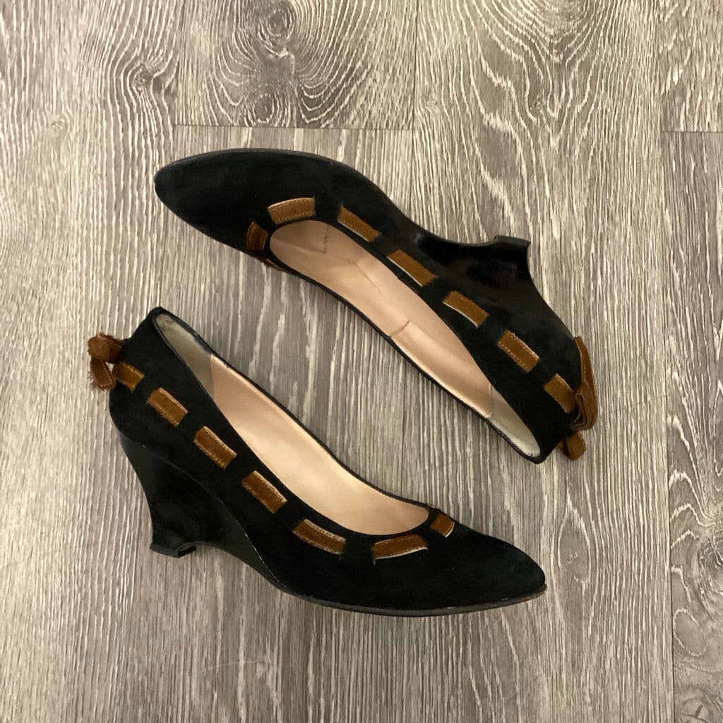 Anyi Lu Animal Hair Stitch Suede Pumps SHOES 39.5