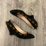 Load image into Gallery viewer, Anyi Lu Animal Hair Stitch Suede Pumps SHOES 39.5
