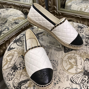 Chanel 2-Tone Quilted Espadrill SHOES 11.5